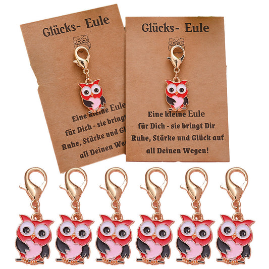 Red Enamel Owl Keychains