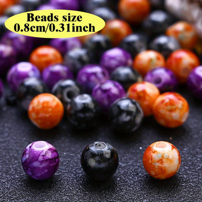 100pcs/set 8mm Halloween Color Round Beads