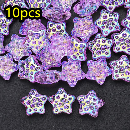 10pcs 18mm Vibrant Star Glass Beads