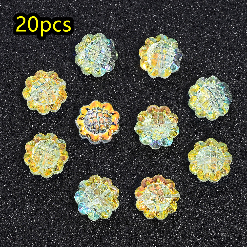 AB Iridescent Sunflower Glass Beads