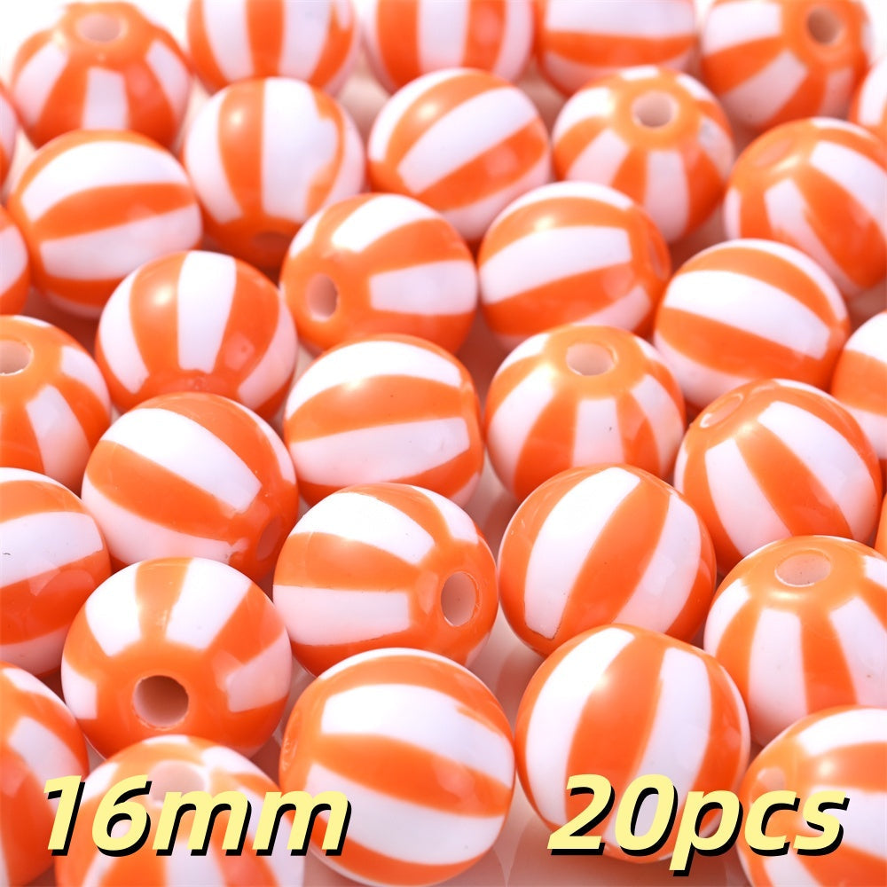20pcs 12/16mm Acrylic Striped Halloween Beads