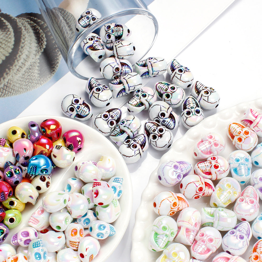 10pcs Colorful Skull Beads