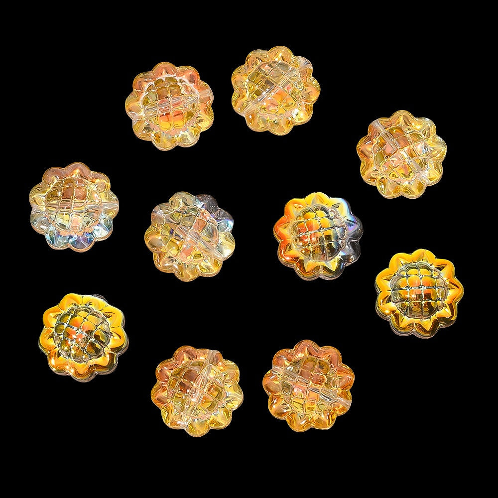 20PCS 15mm Transparent AB Sunflower Glass Jelly Spacer Beads
