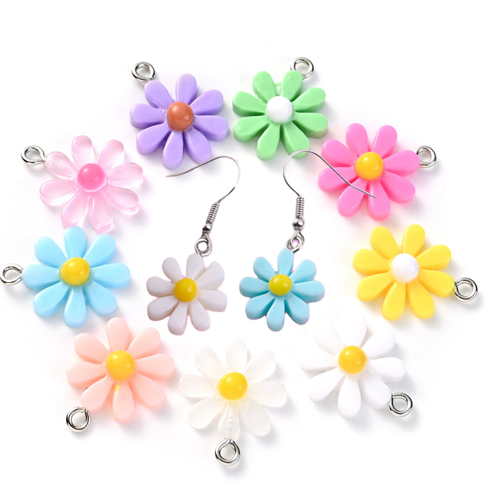 60pcs Sunflower Charms Beads Assorted Daisy Flower Pendant