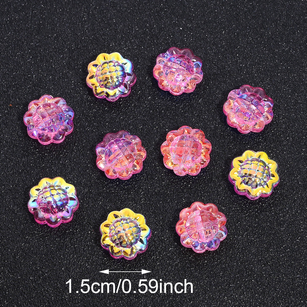 AB Iridescent Sunflower Glass Beads