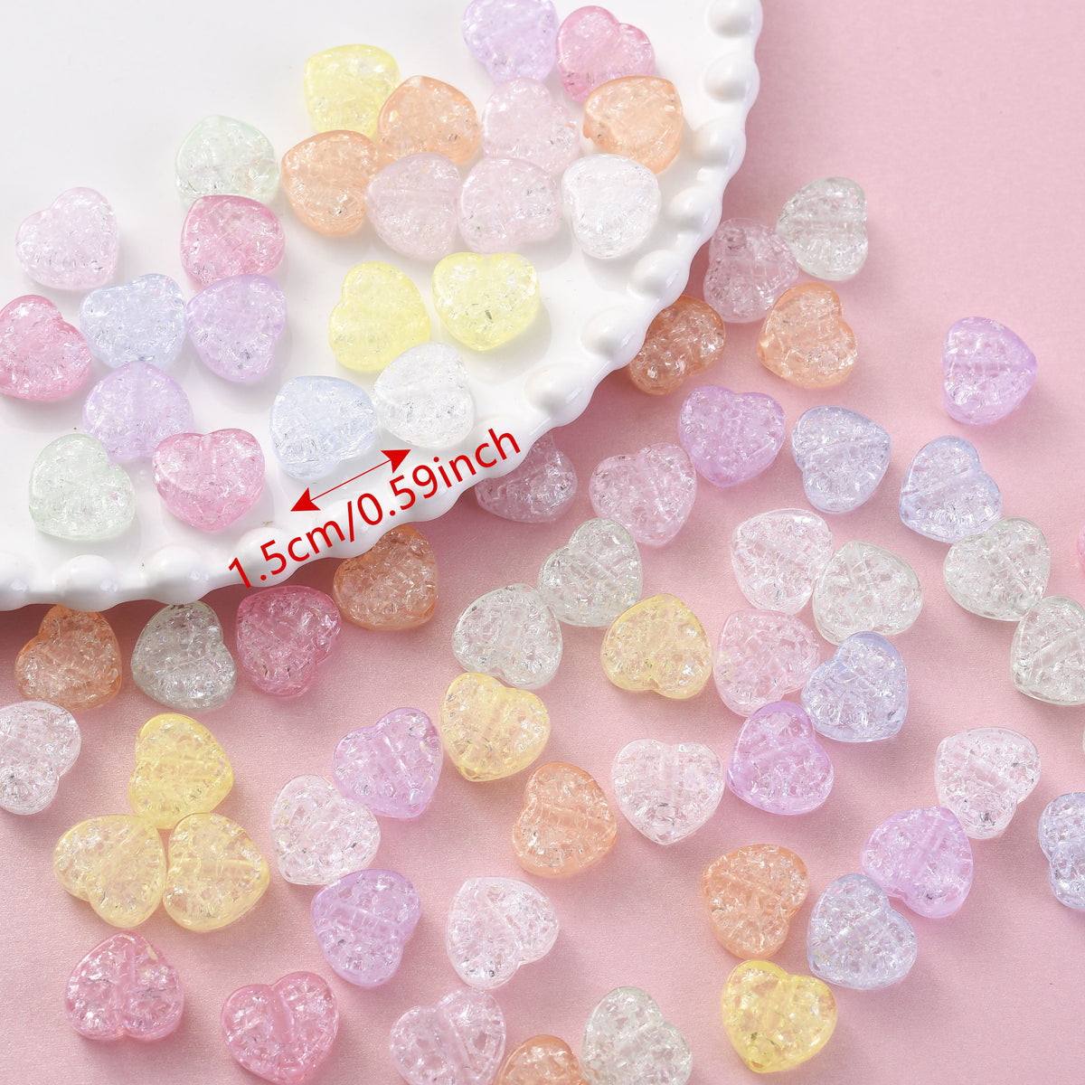 Acrylic Heart-Shaped Spacer Beads