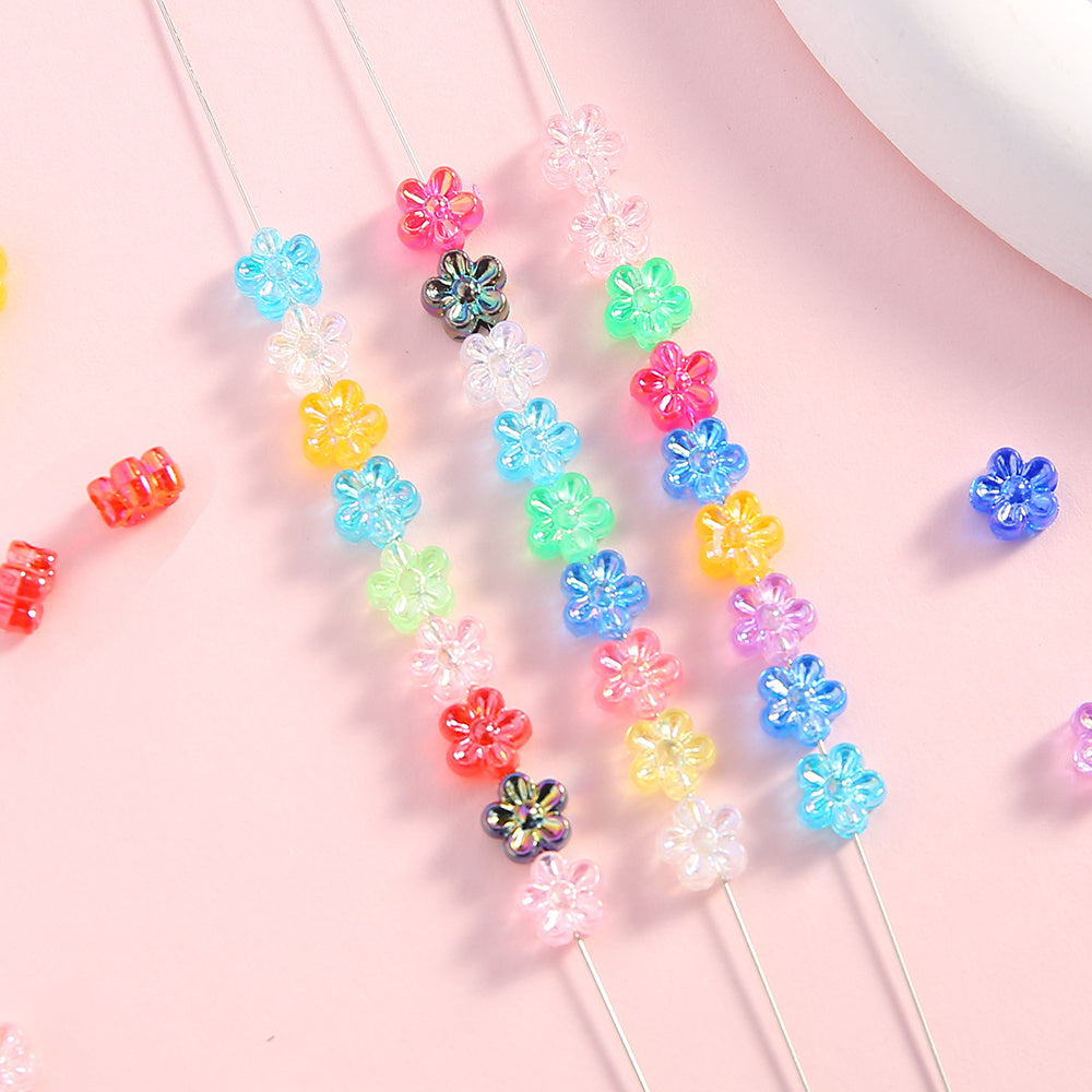 100pcs 4x7mm AB Color Flower Acrylic Beads