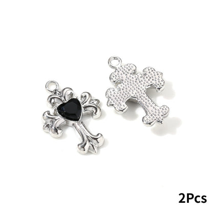 Y2K Rhinestone Cross Alloy Pendants