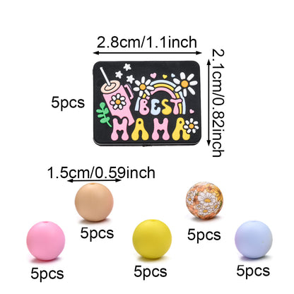 Heart-Shaped Silicone “Happy Mother’s Day” Beads
