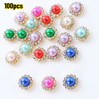 Golden Flower Claw Rhinestone Embellishments