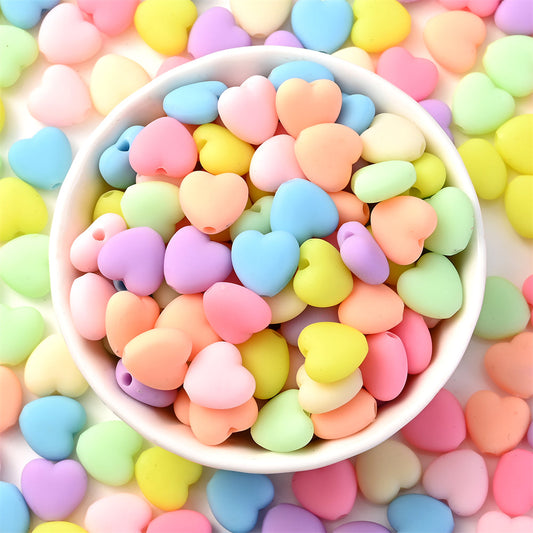 Matte Love Heart Acrylic Beads