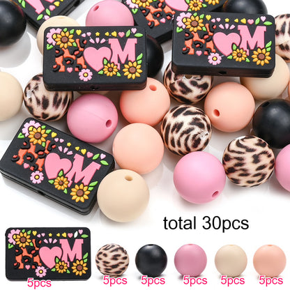 25/30pcs Mother's Day Sunflower Silicone Bead Set