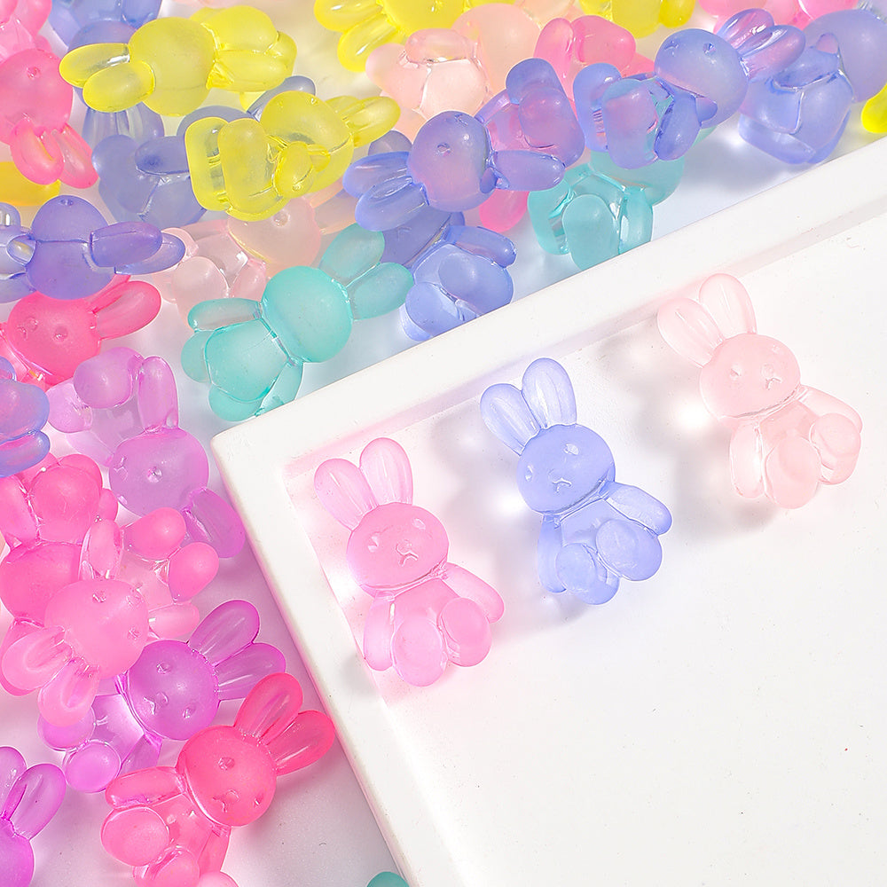 30pcs Mixed Color Rainbow Rabbit Acrylic Beads