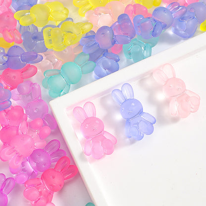 30pcs Mixed Color Rainbow Rabbit Acrylic Beads