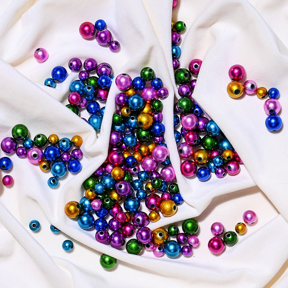50/100/200pcs 8/10/12mm Colorful Round Acrylic Glossy Beads