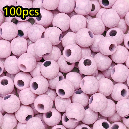 100pcs/set Imitation Stone Crack Round Beads