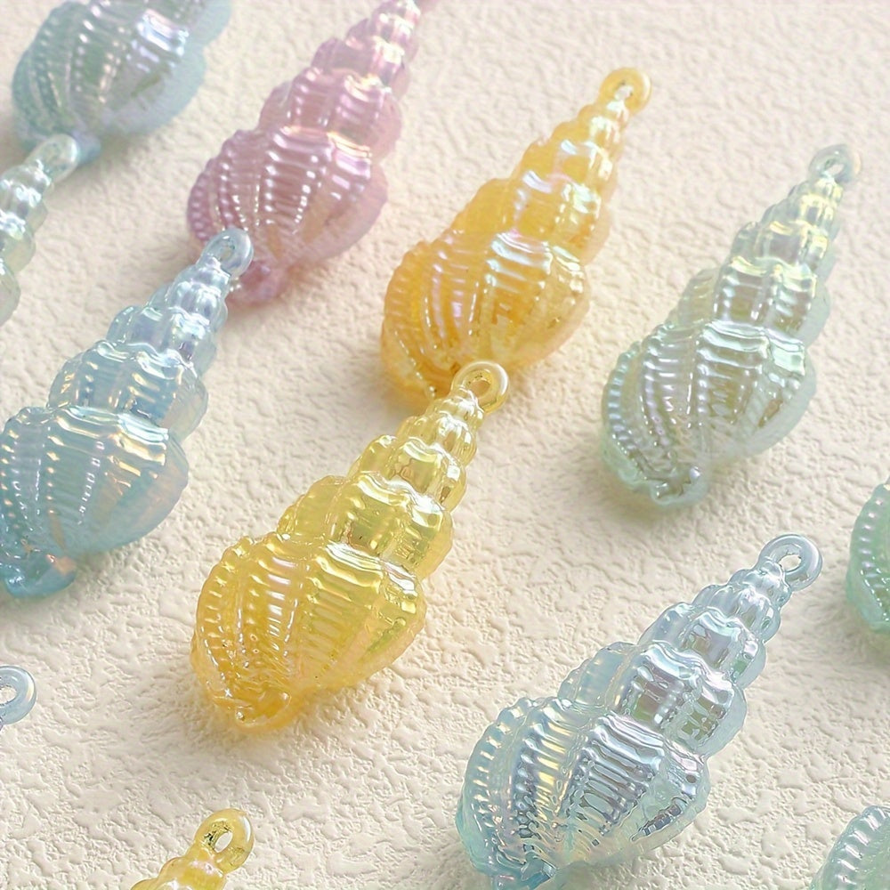 10PCS Gradient Shell & Conch Acrylic Pendant Set