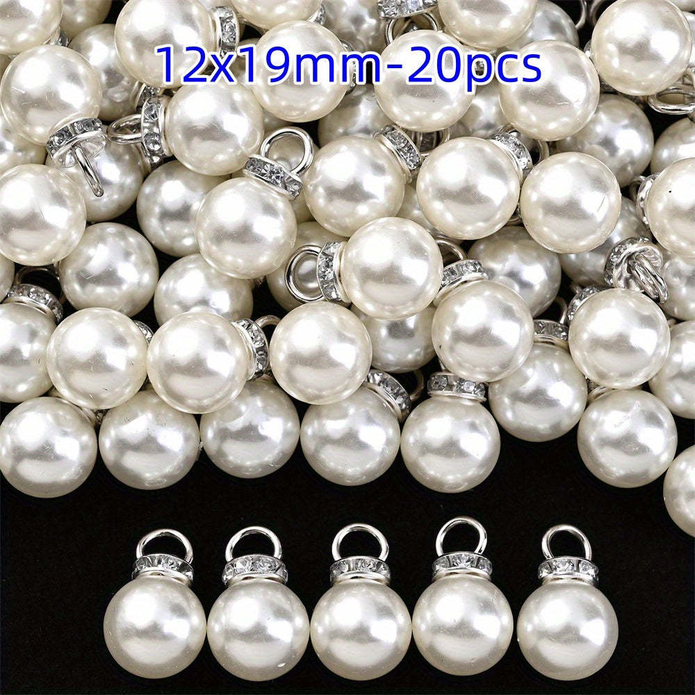 Acrylic Imitation Pearl Pendant Beads with Rhinestone Rondelle