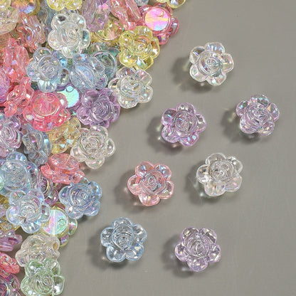 100pcs 12mm Translucent Rose Acrylic Beads