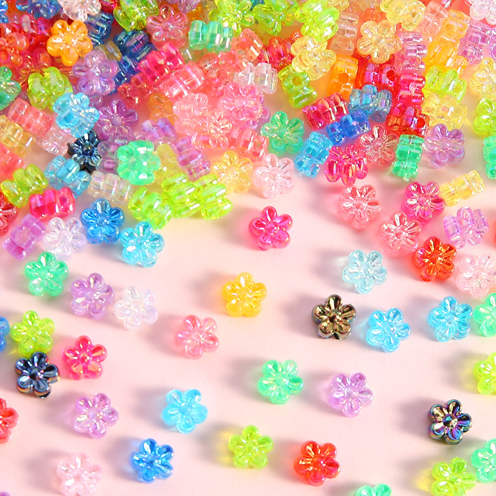 100pcs 4x7mm AB Color Flower Acrylic Beads