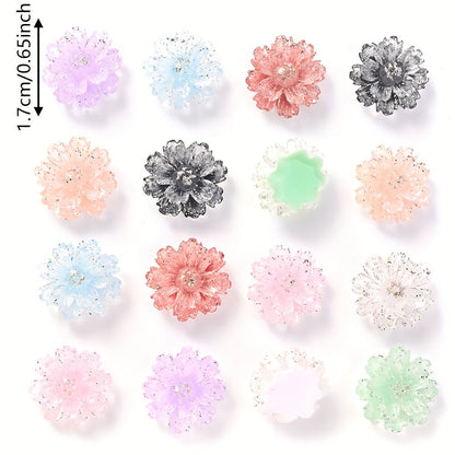 20PCS 17mm Luminous Flower Acrylic Bead Set