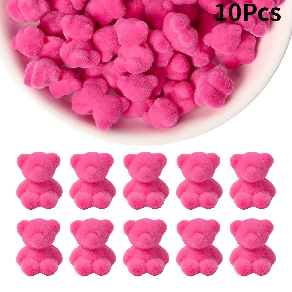 Flocked Bear Resin Beads