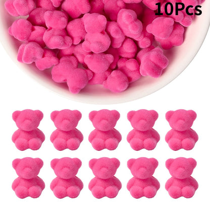 Flocked Bear Resin Beads