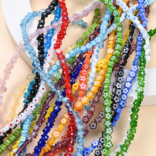 80–106PCS 4mm Colorful Glazed Plum Blossom Bead Set