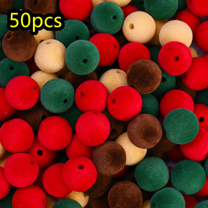 30/50pcs 16-22mm Flocked Acrylic Beads