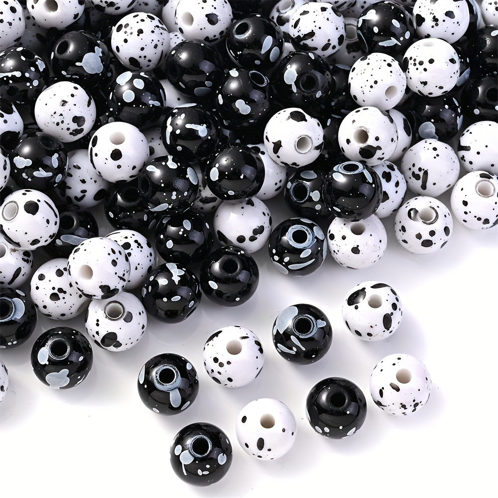 200pcs 10mm Acrylic Ink Painted Round Beads