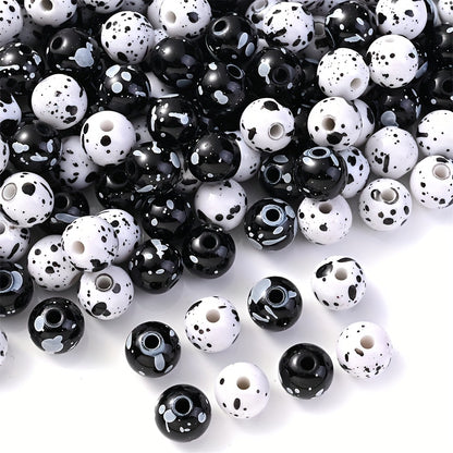 200pcs 10mm Acrylic Ink Painted Round Beads