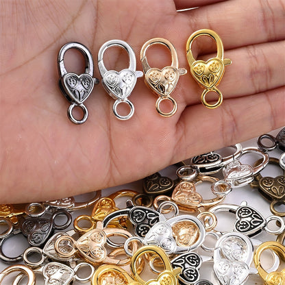 Peach Heart Alloy Lobster Clasps
