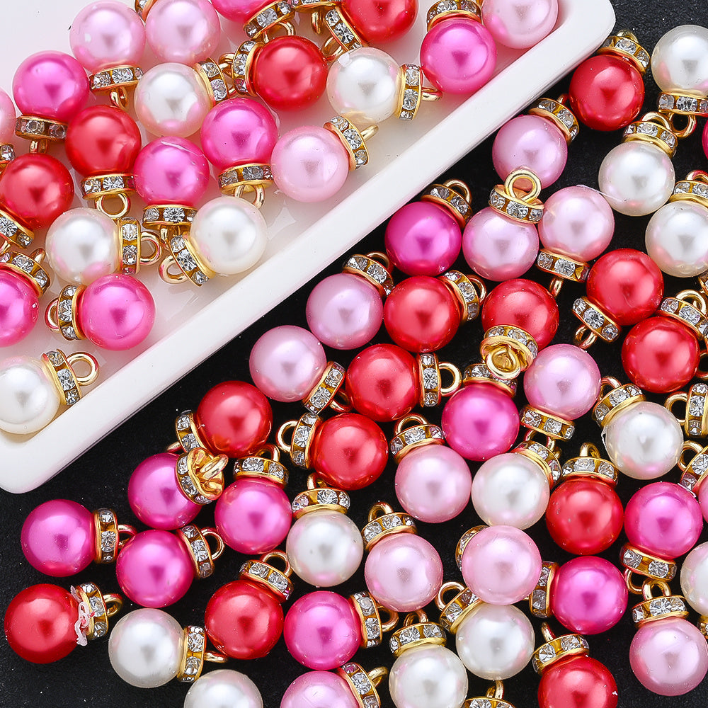 120PCS Pink Imitation Pearl Rhinestone Bead & Pendant Set