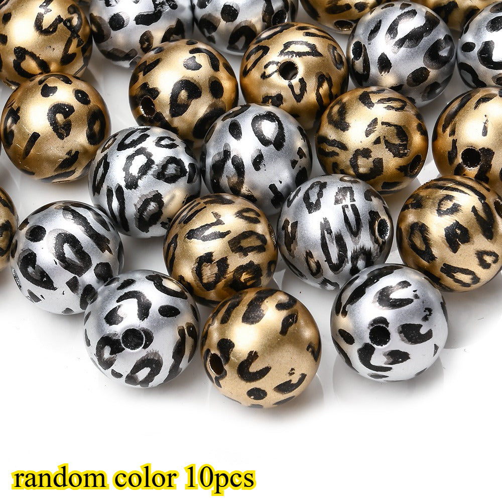 10pcs/lot 16mm Random Leopard Print Acrylic Beads