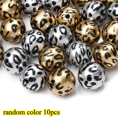10pcs/lot 16mm Random Leopard Print Acrylic Beads