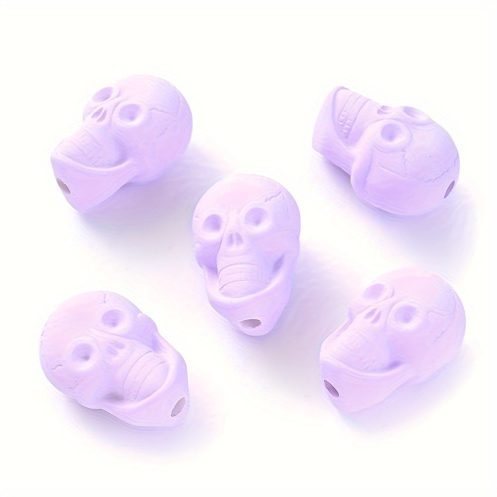 10PCS 14×20mm Solid Color Acrylic Skull Bead Set