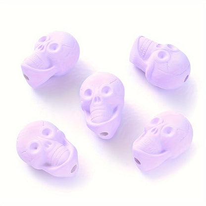 10PCS 14×20mm Solid Color Acrylic Skull Bead Set