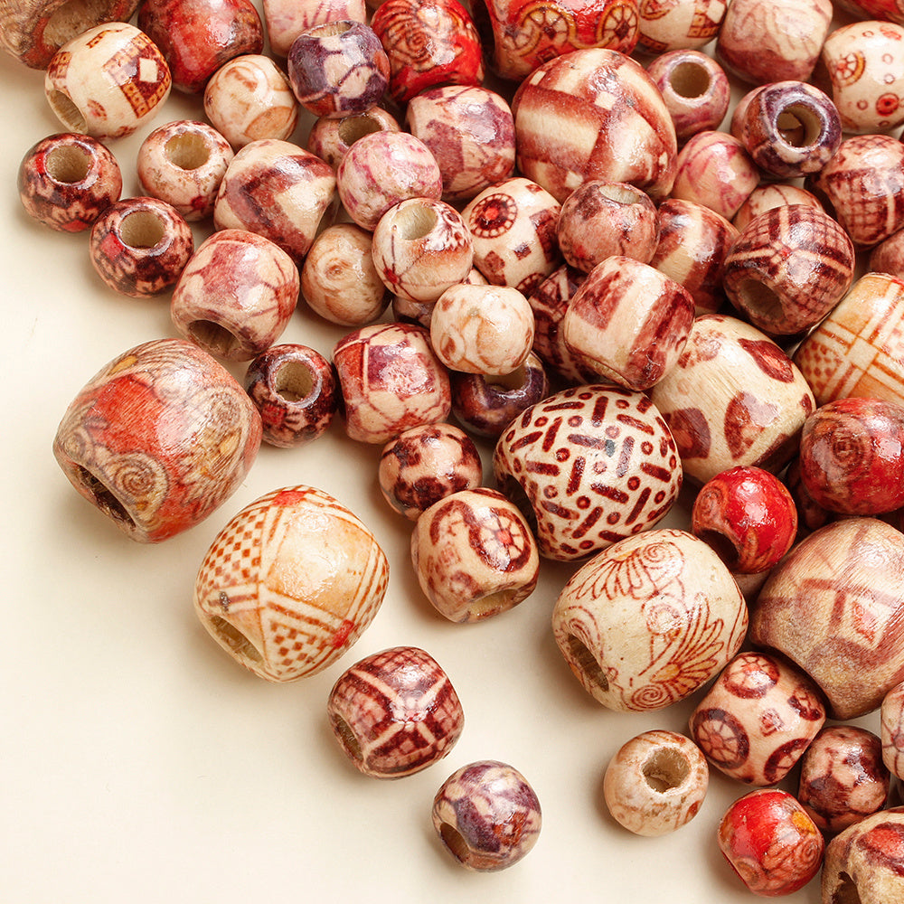 50/100-Piece Tribal Style Multicolor Wooden Spacer Beads