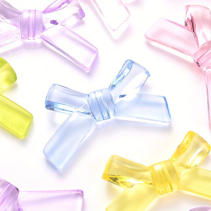 Clear Bow Tie Acrylic Flatback Beads