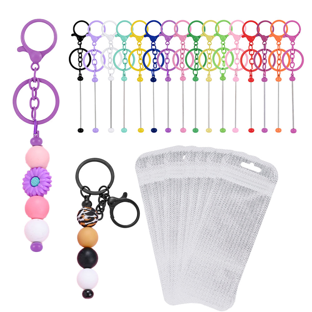 10-Piece Beadable Keychain Bar & Pouch Set