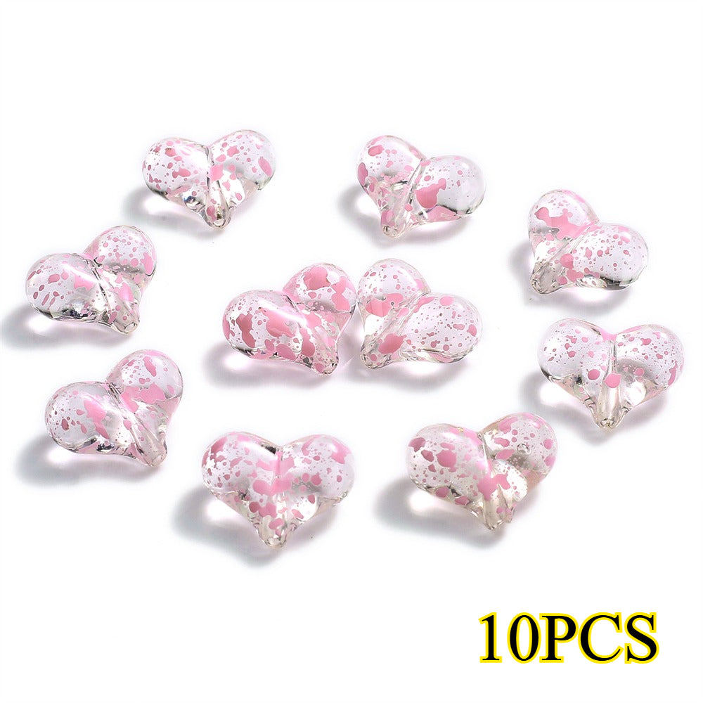 10pcs 17x21mm Starry Sky Heart Acrylic Beads