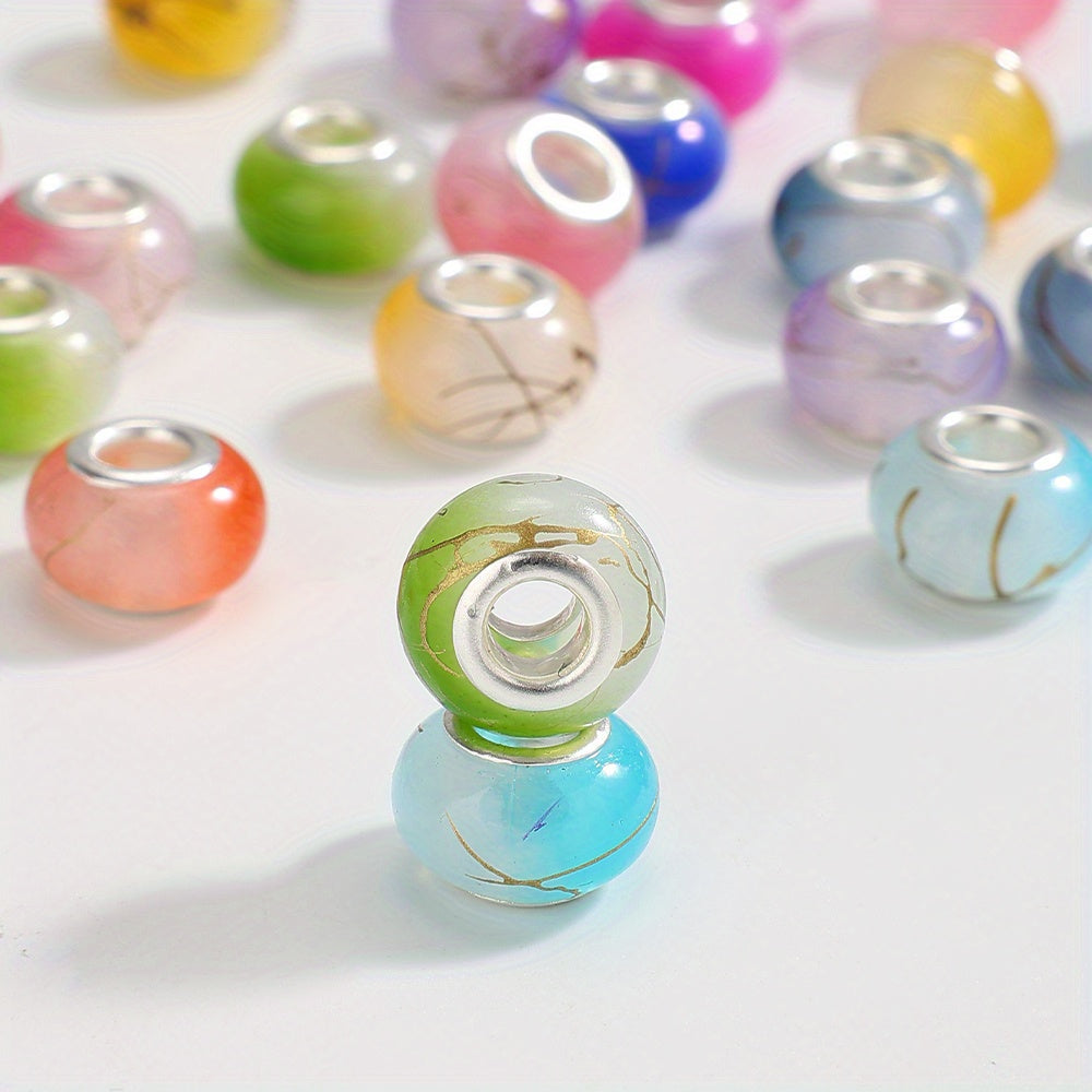 30pcs 6mm Golden Wire Acrylic Large Hole Beads