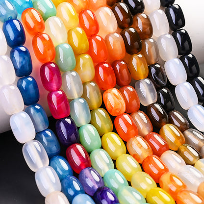 28pcs/strand 10x14mm Natural Agate Barrel Beads