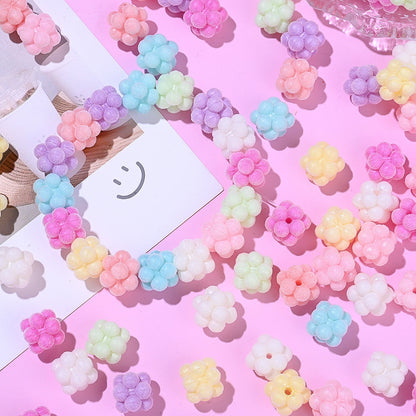 Macaron Color Flocked Flower Beads
