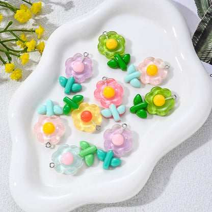 Resin Flower Sunflower Flatback Pendants