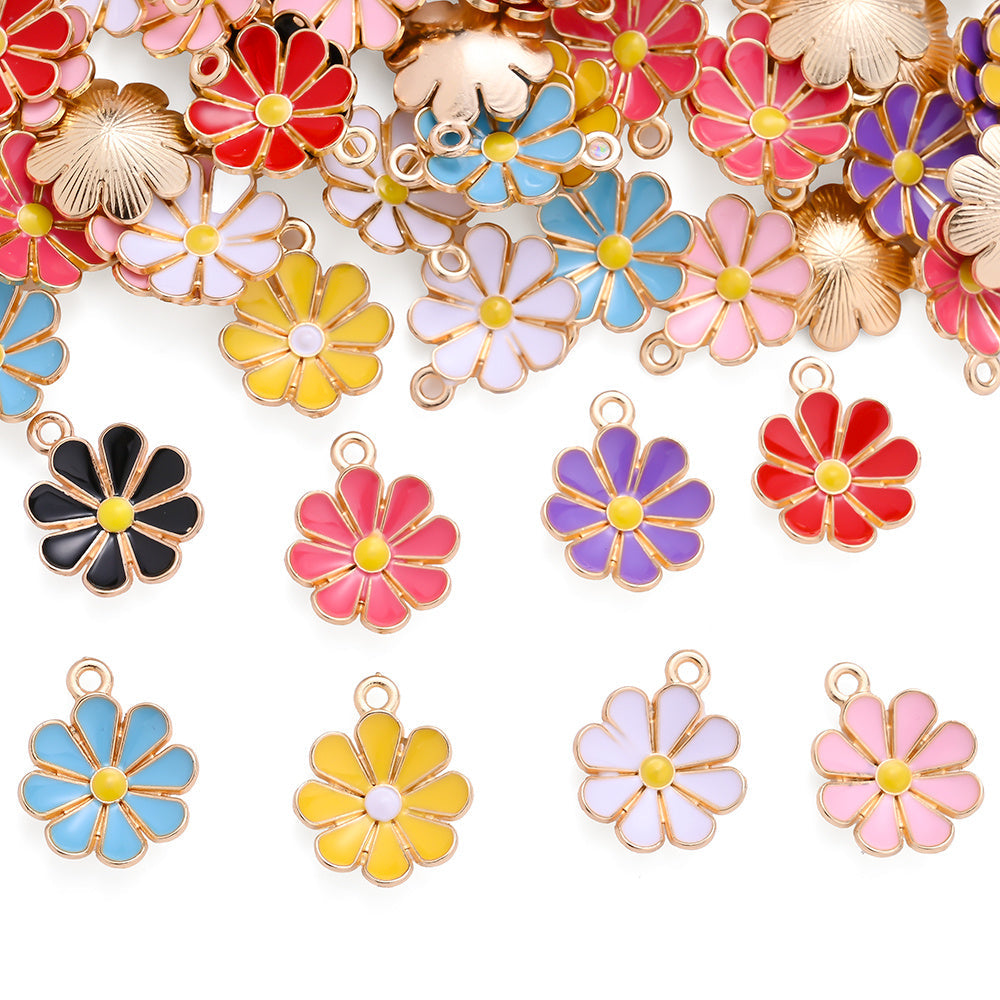 Color Block Daisy Enamel Charms
