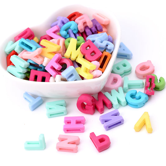 200pcs 8-12mm Hollow Letter Acrylic Beads