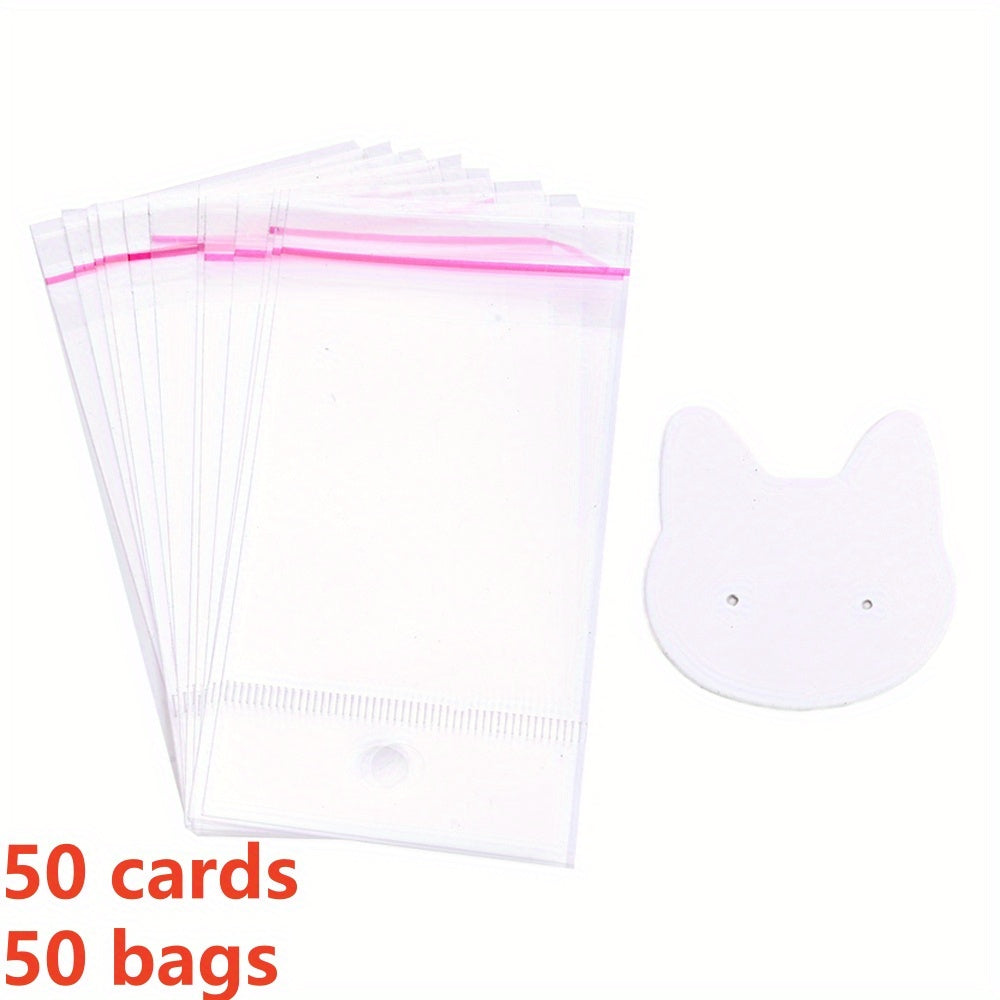 Colorful Cat Shape Jewelry Display Cards with Bags