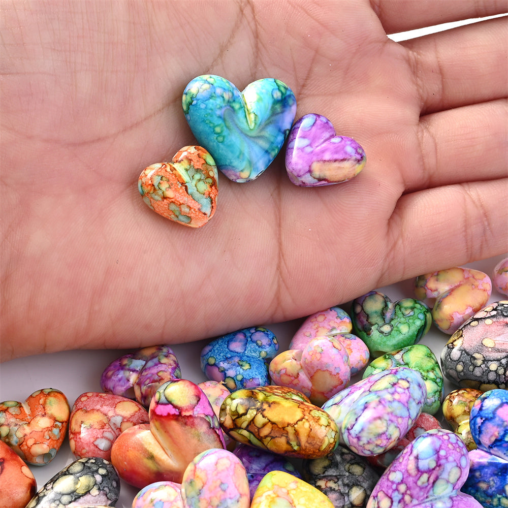 Mixed Color Heart Acrylic Beads