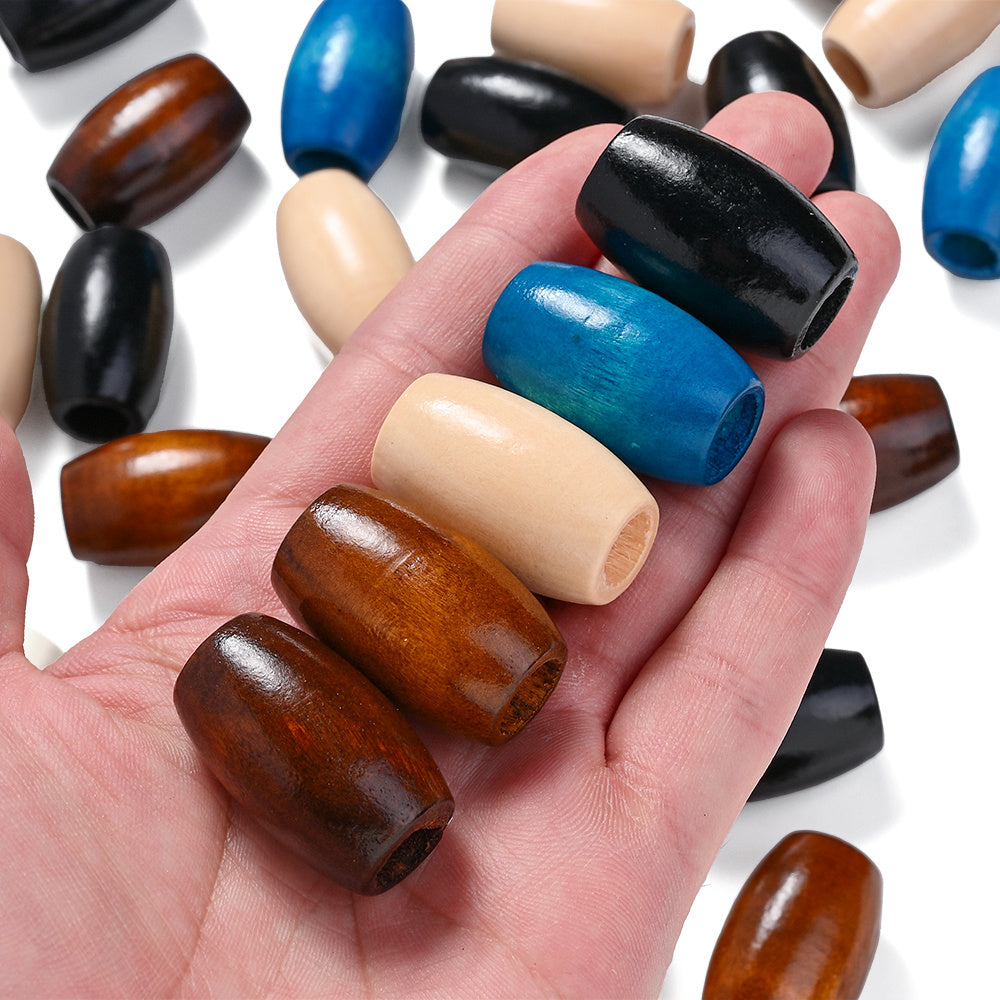 Vintage Large Hole Wooden Tube Beads